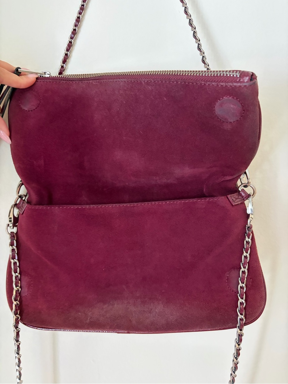 Zadig & Voltaire Deep Puple Suede Rocky Crossbody with Chain - Picture 3 of 5